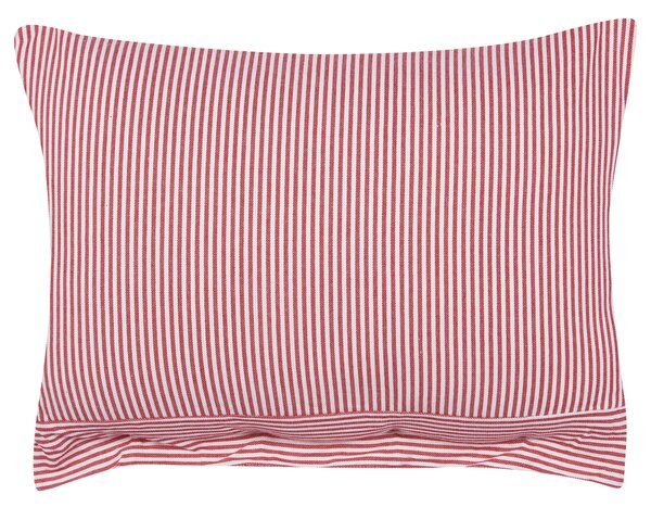Dekoratívny bavlnený vankúš červený a biely pruhovaný vzor 40 x 60 cm gombíky retro bytový doplnok spálňa obývačka