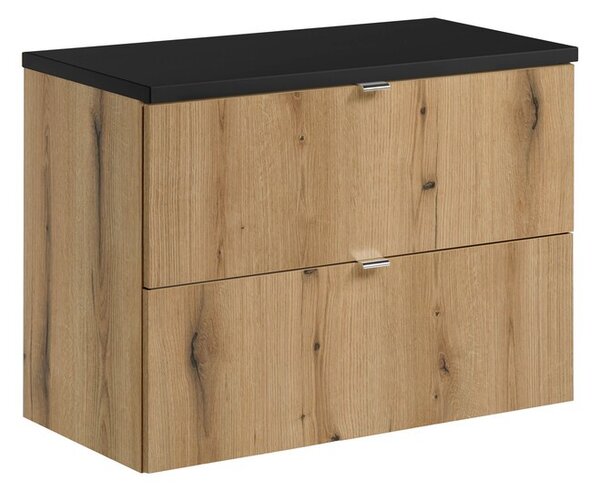Comad Závesná skrinka pod umývadlo Nova Oak I s doskou 80 cm čierna/dub coast evoke