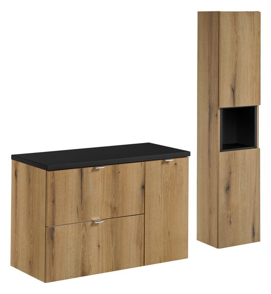 Comad Závesná skrinka pod umývadlo Nova Oak 90 cm čierna/dub coast evoke