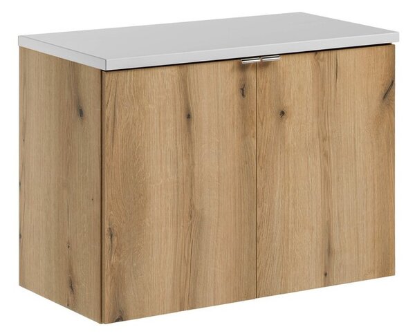 Comad Závesná skrinka pod umývadlo Nova Oak II s doskou 80 cm biela/dub coast evoke