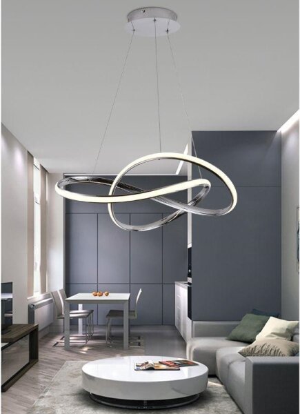 LED Stmievateľný luster na lanku LED/70W/230V 3000-6500K chróm + diaľkové ovládanie