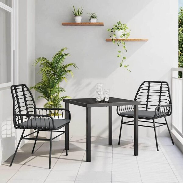 Maison Exclusive – Záhradná jedálenská súprava, 3 kusy, čierna, umelý ratan
