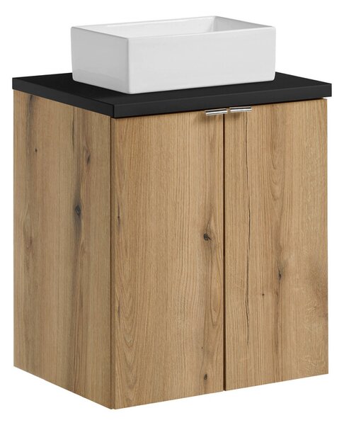 Comad Závesná skrinka pod umývadlo Nova Oak s doskou 100 cm čierna/dub evoke