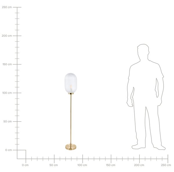 Stojaca lampa zlatá kovový podstavec sklenené tienidlo moderný štýl obývacia izba spálňa