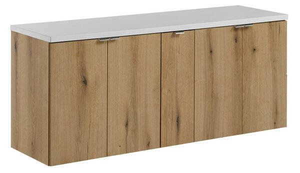 Comad Závesná skrinka pod umývadlo Nova Oak s doskou 140 cm dub evoke/biela