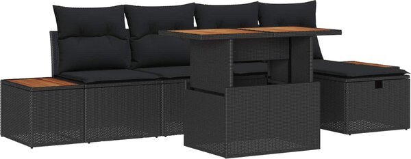 Maison Exclusive - Záhradný nábytok s vankúmi 6 ks ierny Poly-rattan