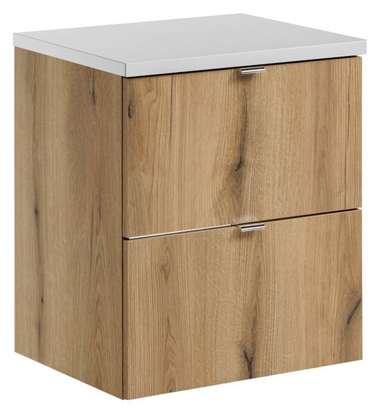 Comad Závesná skrinka pod umývadlo Nova Oak s doskou 50 cm biela/dub evoke