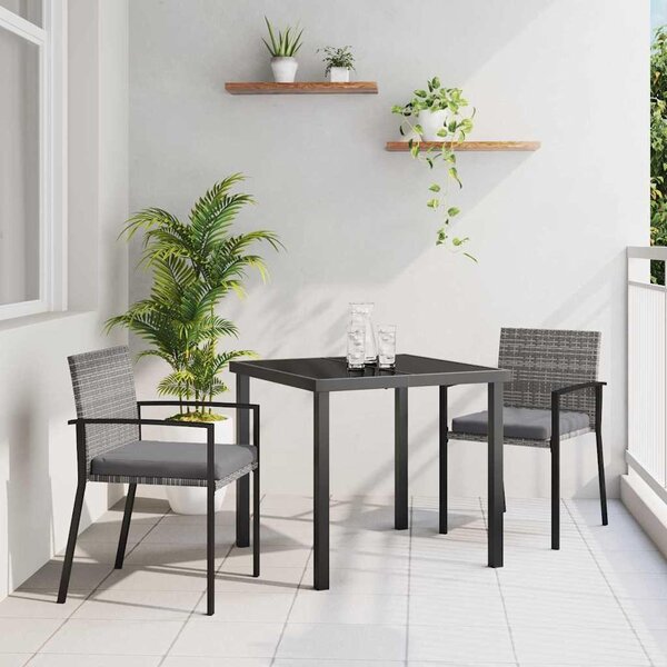 Maison Exclusive – Záhradná jedálenská súprava, 3 kusy, sivá, oceľ s práškovou povrchovou úpravou