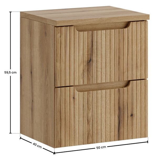 Comad Závesná skrinka pod umývadlo Nova s doskou 50 cm dub coast evoke