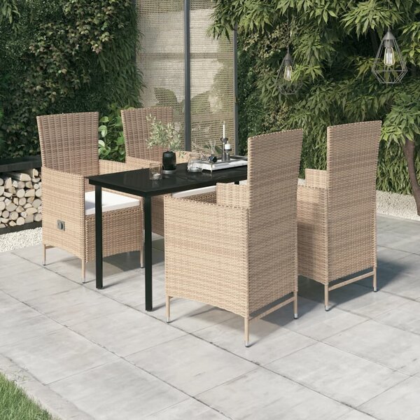 Maison Exclusive – 5-dielna záhradná jedálenská súprava s vankúšmi v béžovej farbe