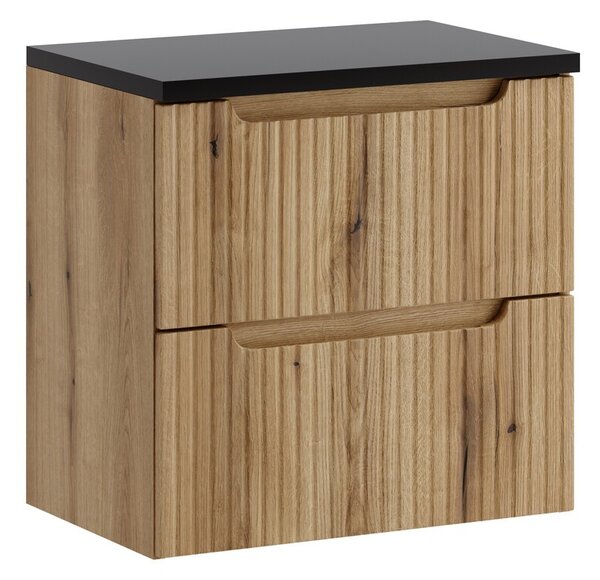 Comad Závesná skrinka pod umývadlo Nova s doskou 60 cm dub coast evoke/čierna