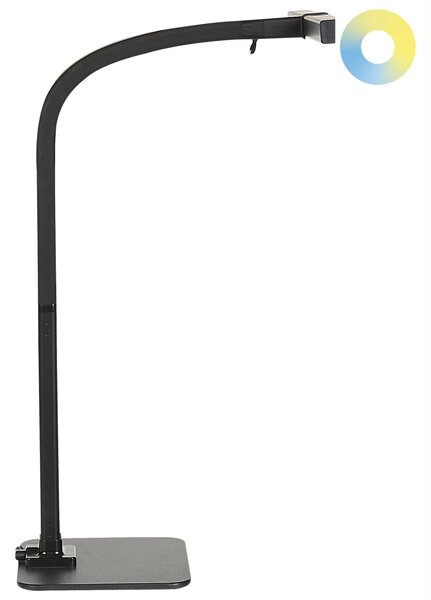 Stolná LED lampa čierna hliník syntetický materiál stmievač senzor s 3 farbami osvetlenie do kancelárie a študovne