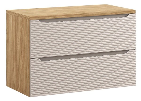 Comad Závesná skrinka pod umývadlo Ocean Beige s doskou 90 cm béžová/dub olejovaný
