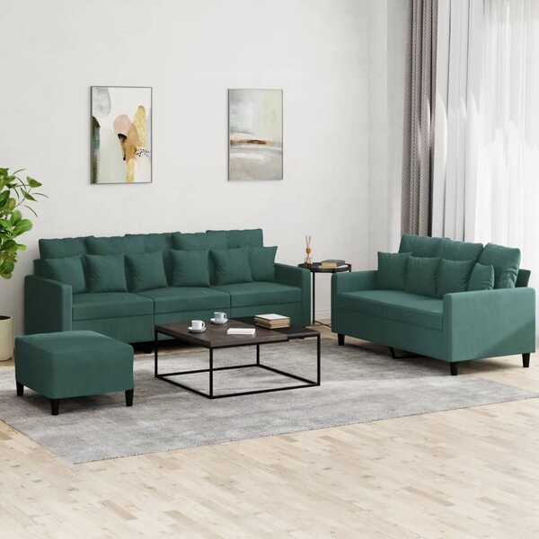 Maison Exclusive – 3-dielna sedacia súprava s vankúšmi, tmavozelený zamat