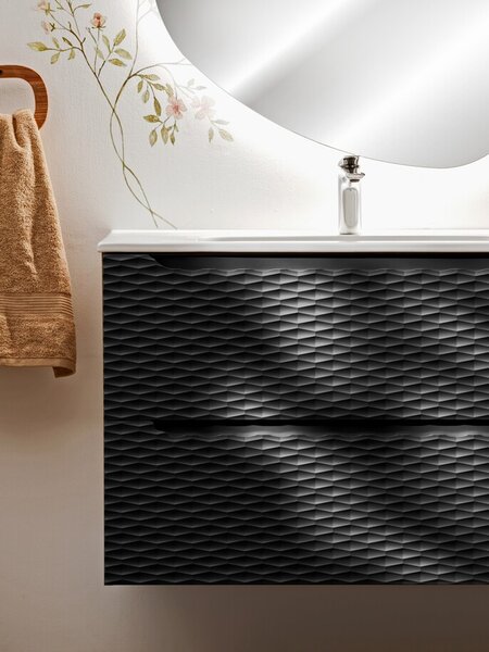 Comad Závesná skrinka pod umývadlo Ocean 120 cm dub olejovaný/čierna
