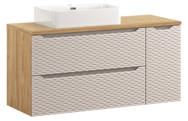 Comad Závesná skrinka pod umývadlo Ocean s doskou 120 cm béžová/dub olejovaný