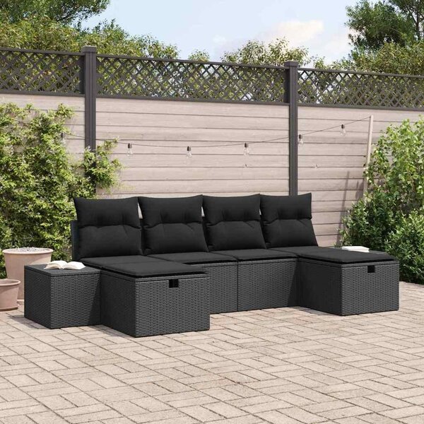 Maison Exclusive - Záhradný nábytok s vankúmi 6 ks ierny Poly-rattan