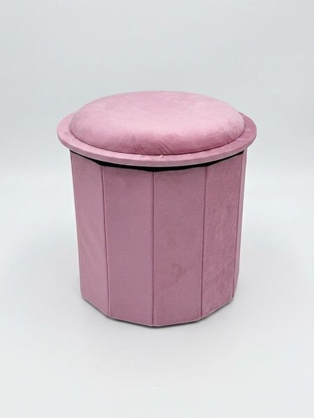Sinsay - Zamatový puf-stolík s úložným priestorom - pastelová ružová