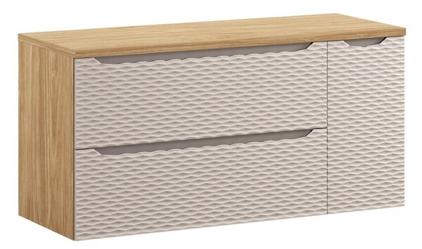 Comad Závesná skrinka pod umývadlo Ocean s doskou 120 cm béžová/dub olejovaný