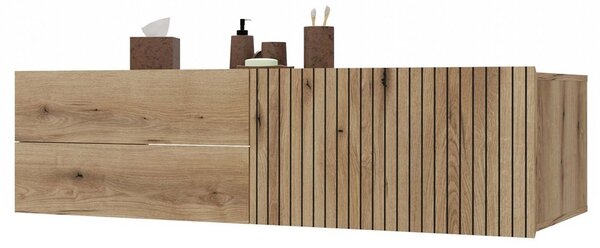 TP Living Závěsná skříňka pod umyvadlo s deskou TIGO 1D2S 140 cm dub evoke