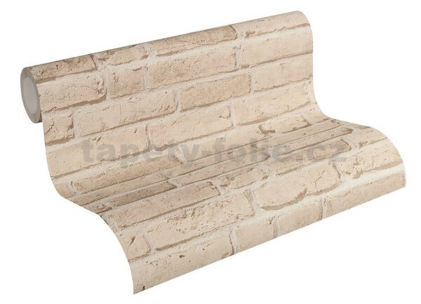 Vliesové tapety na stenu IMPOL 35581-2 Wood and Stone 2, tehly hnedo-béžové, rozmer 10,05 m x 0,53 m, A.S.Création