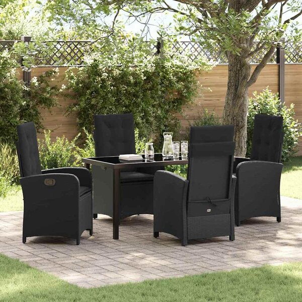 Maison Exclusive - Záhradná jedálenská súprava s vankúmi 5 ks ierna Poly-rattan