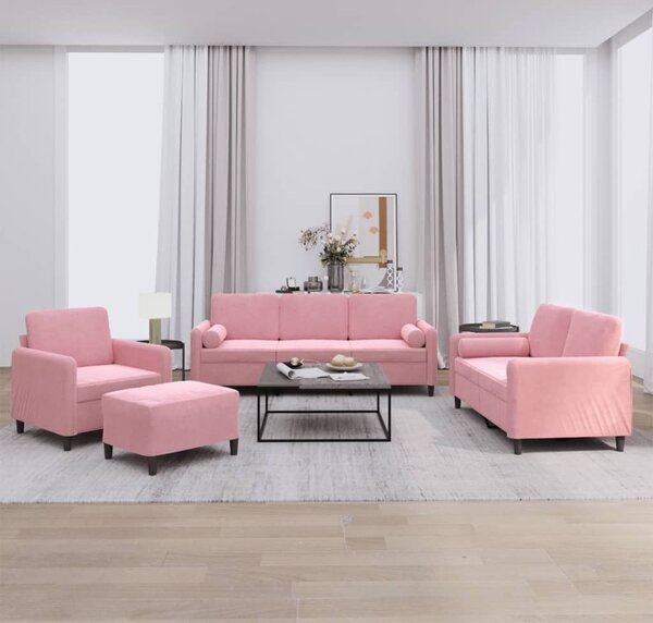 Maison Exclusive – 4-dielna sedacia súprava s vankúmi z ruového zamatu