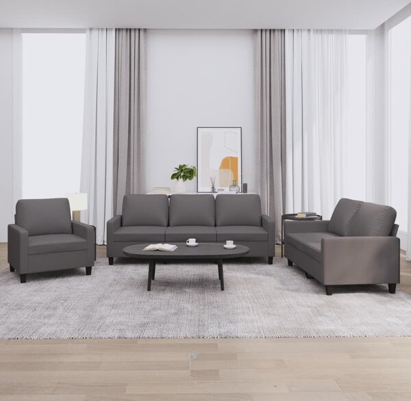 Maison Exclusive – 3-dielna sedacia súprava s vankúšmi, sivá umelá koža