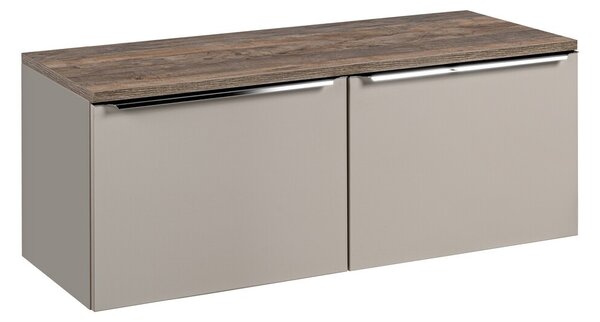 Comad Závesná skrinka pod umývadlo SantaFe s doskou 120 cm taupe/dub santa fe vintage