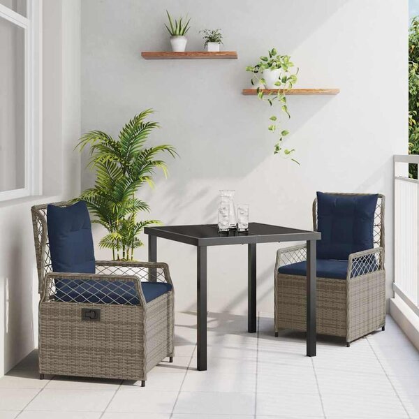 Maison Exclusive – Záhradná jedálenská súprava, 3 kusy, sivý polyratan