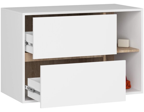 Ak furniture Závesná skrinka pod umývadlo VAMI 90 cm biela/dub sonoma
