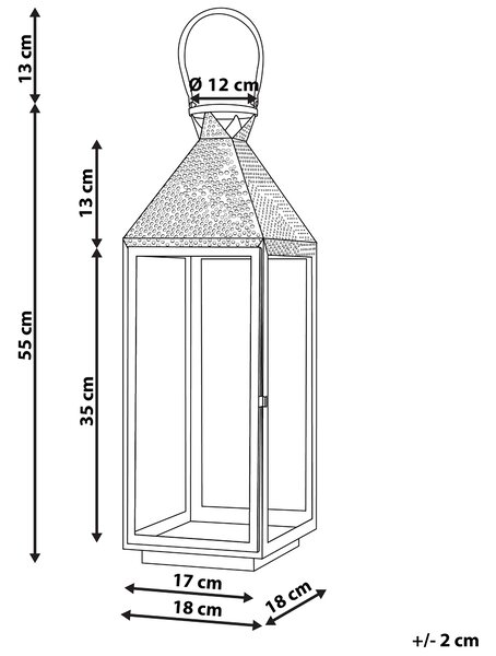 Lampáš strieborný kovový nehrdzavejúca oceľ 55 cm na sviečku minimalistický dizajn dekoratívne doplnky