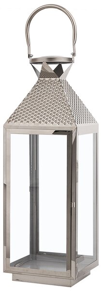 Lampáš strieborný kovový nehrdzavejúca oceľ 55 cm na sviečku minimalistický dizajn dekoratívne doplnky