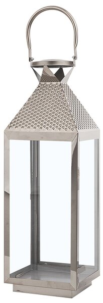 Lampáš strieborný kovový nehrdzavejúca oceľ 55 cm na sviečku minimalistický dizajn dekoratívne doplnky