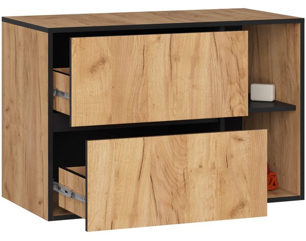 Ak furniture Závesná skrinka pod umývadlo VAMI 90 cm dub craft/čierna