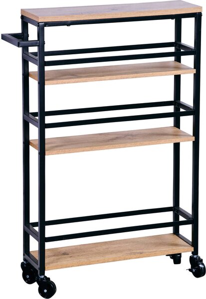 KESPER Polica do výklenku, pojazdná polica, bambus, kov 50 x 15 x 81 cm