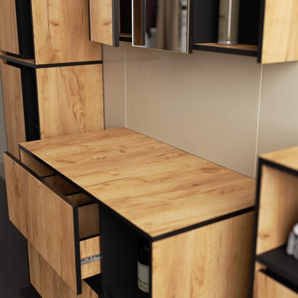 Ak furniture Závesná skrinka pod umývadlo VAMI s otvormi 90 cm dub craft/čierna