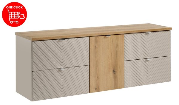 Comad Závesná skrinka pod umývadlo Viva Cashmere s doskou 160 cm kašmír/dub coast evoke