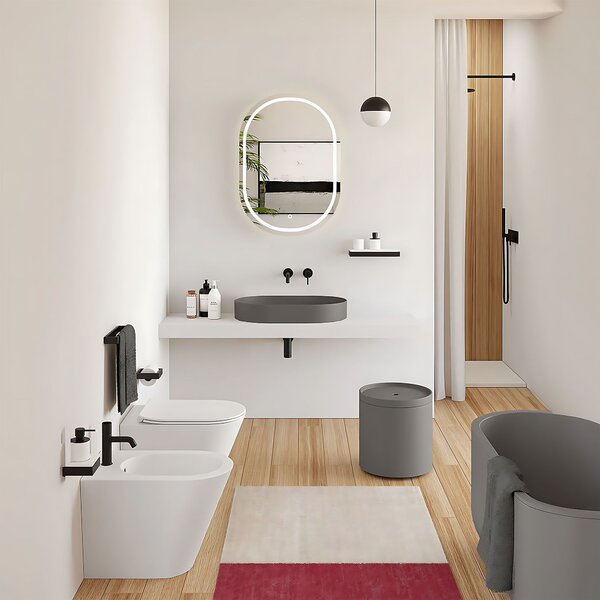 Rea Iris, umývadlo na dosku z konglomerátu 700x355x105 mm, šedá matná, REA-U4306