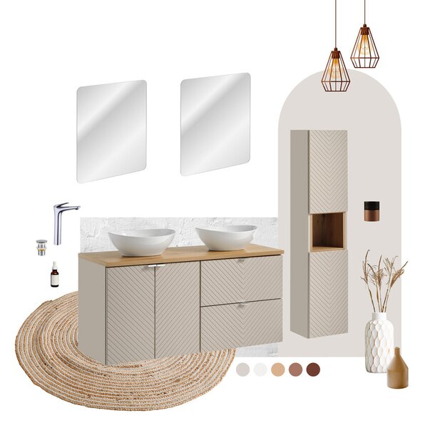 Comad Závesná skrinka pod umývadlo Viva Cashmere s doskou 160 cm kašmír/dub coast evoke