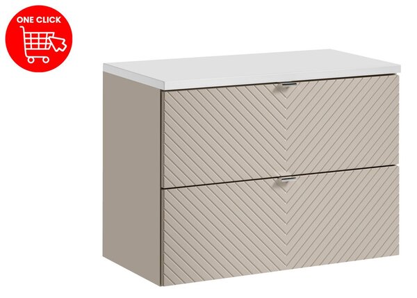 Comad Závesná skrinka pod umývadlo Viva Cashmere s doskou 80 cm kašmír/biela