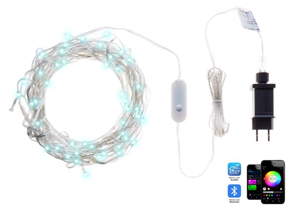 LED svetelný záves transparentný ovládané aplikáciou zmena farby 150 cm s časovačom vianočné osvetlenie obývacia izba