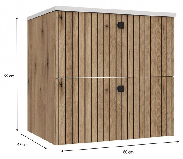TP Living Závesná skrinka s umývadlom TIGO 2S 60 cm dub evoke