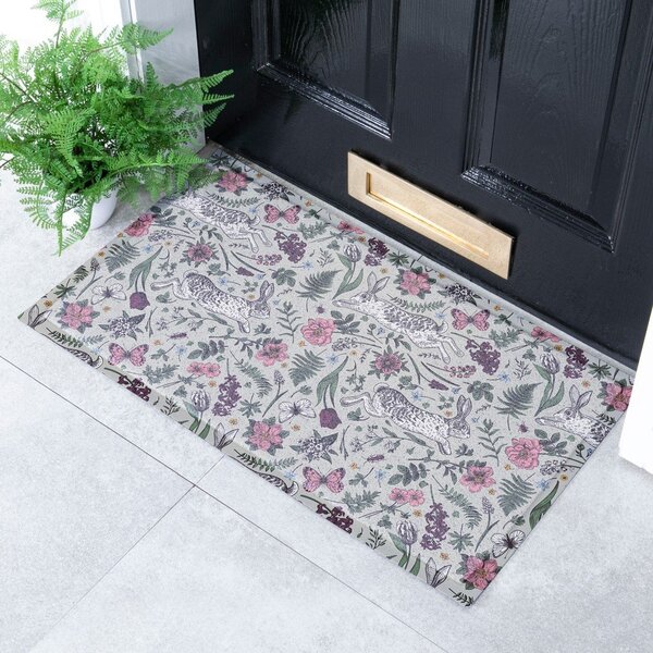 Rohožka z PVC 40x70 cm Hare Wildflowers – Artsy Doormats
