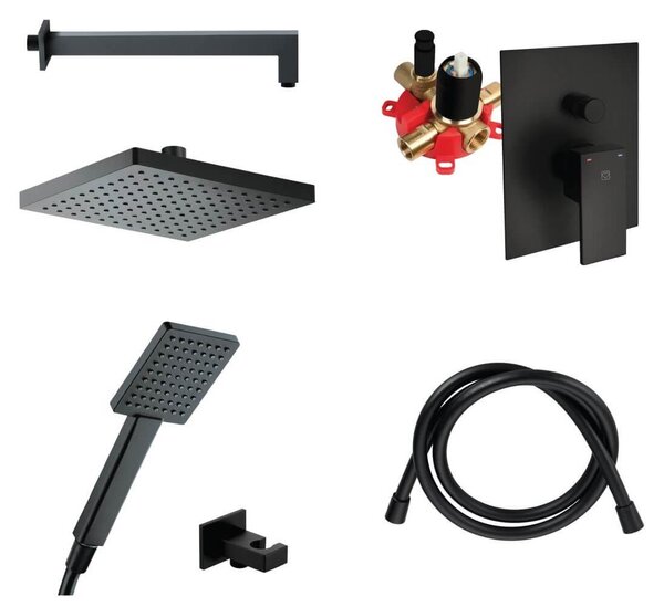 Sprchový set HERZ SQ BLACK s batériou pod omietku pre 2 odberné miesta