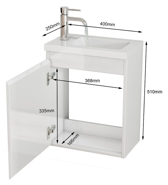 Závesná skrinka s umývadlom Houseland Elara 40 cm biela