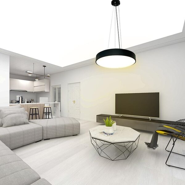 LED Stmievateľný luster na lanku LED/50W/230V 3000-6500K čierna + diaľkové ovládanie