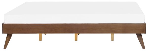 Posteľ tmavý jaseň 180 x 200 cm MDF posteľový rám bez čela s lamelovým roštom spálňa