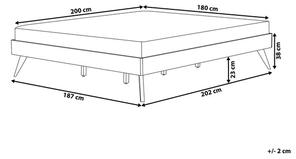 Posteľ tmavý jaseň 180 x 200 cm MDF posteľový rám bez čela s lamelovým roštom spálňa