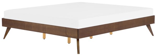 Posteľ tmavý jaseň 180 x 200 cm MDF posteľový rám bez čela s lamelovým roštom spálňa